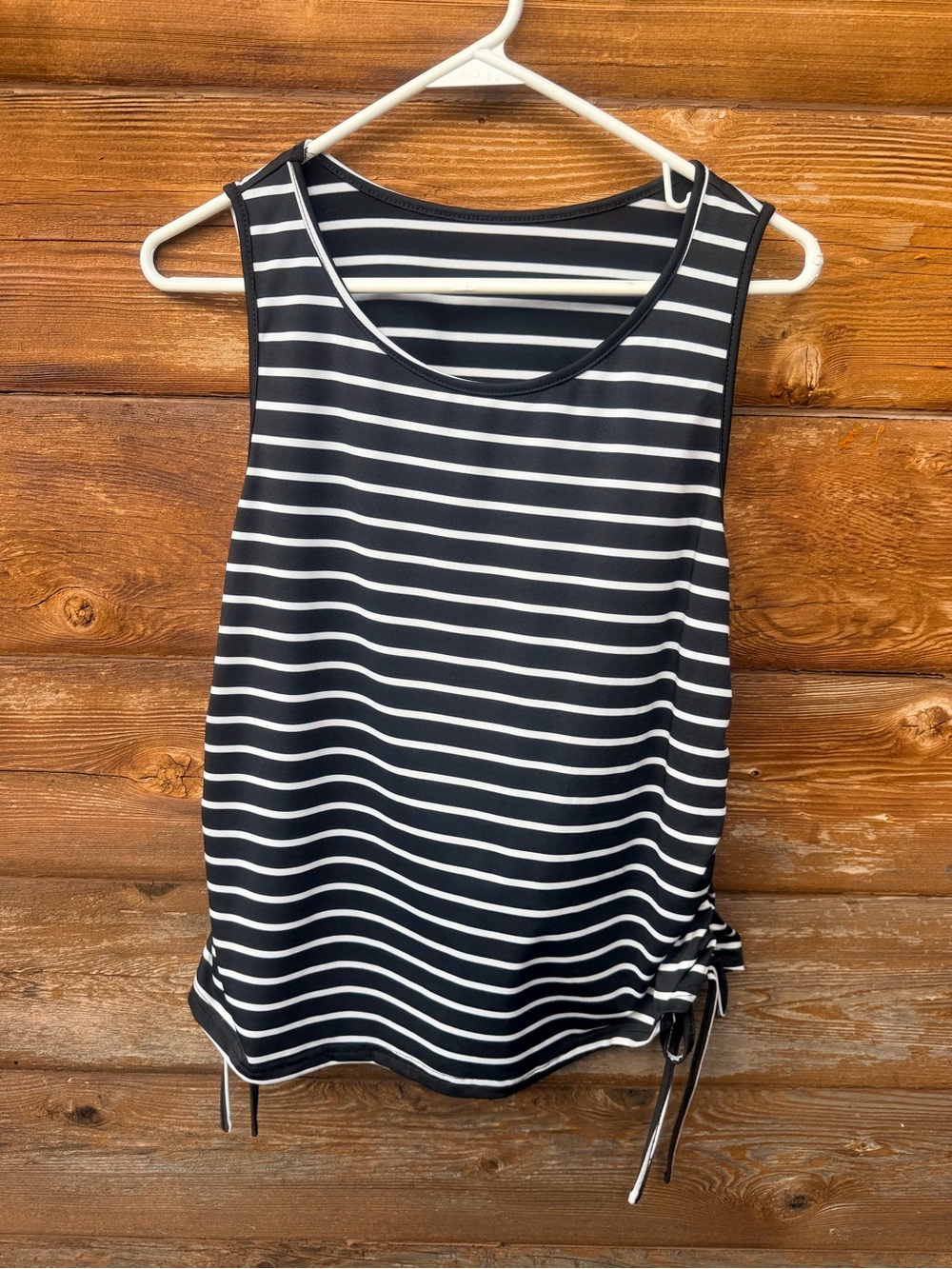 SHEIN Black & White Striped Side-Tie Sleeveless Tank